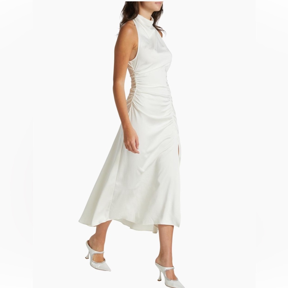 A.L.C. Inez Satin Halter Midi Dress sz8 in Whisper White